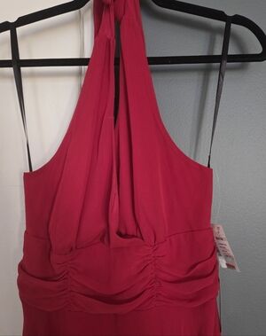 Elegant Bold Red Maxi Halter Dress